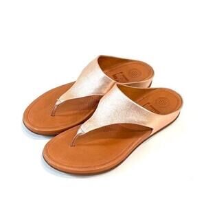 FitFlop Banda Size 8 Leather Toe-Post Thong Sandals Rose Gold Flip Flop Comfort